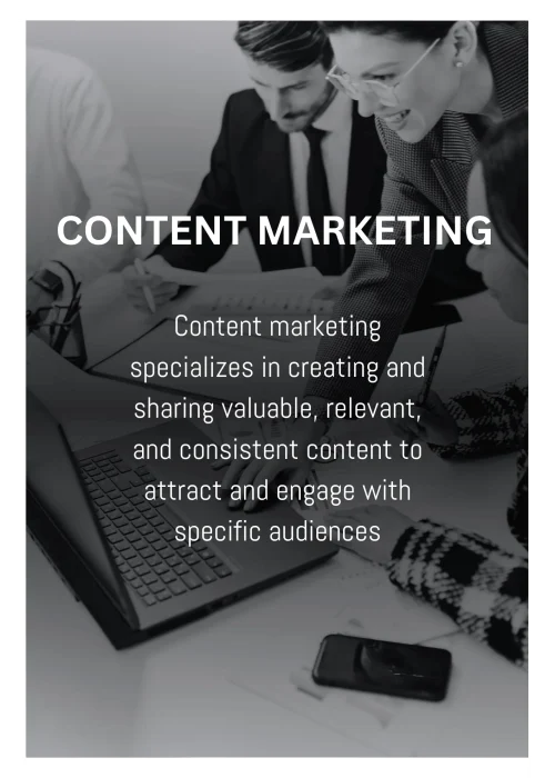 Content marketing explained in detail with a background of people gathered around a laptop on a table, alongside a mobile phone, highlighting the role of a digital marketing strategist in Calicut, Kerala.