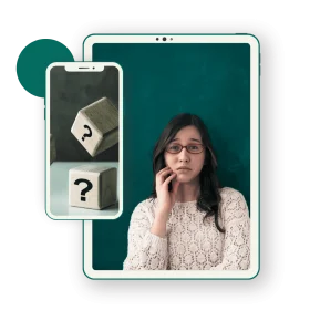 A confused girl in front of a mobile phone background, highlighting the expertise of the Best Freelance Digital Marketing Strategist in Calicut, Kerala.